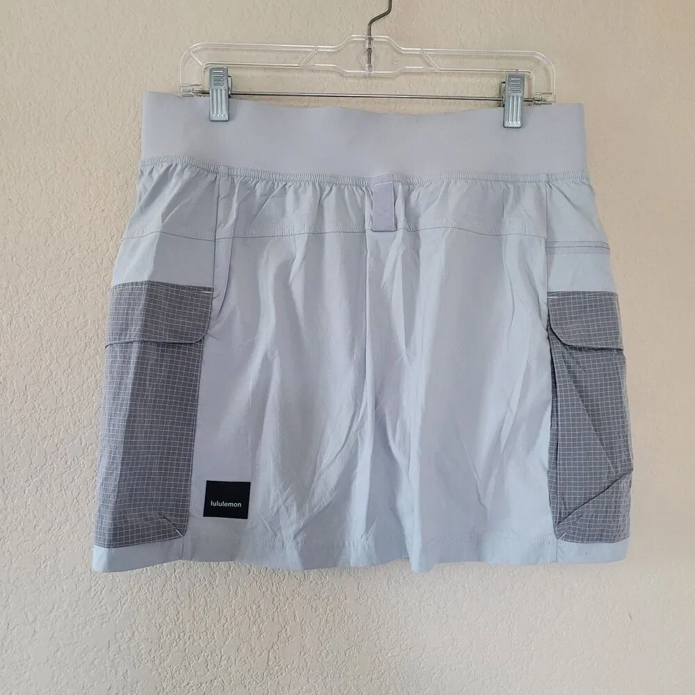 Lululemon Womens 12 Gray Cargo Multi Pocket HR Hiking High Rise Skort Lined Euc